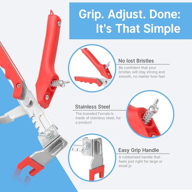 TEANTECH Tile Leveling System Kit, 600pcs Tile Leveler Spacers Clips+150pcs Reusable Wedges+1pc Tile Pliers for Wall/Floor Tile Adjustment, Leveling Tile System for Ceramic Tile (Red, 1/8-3mm) - Image 3
